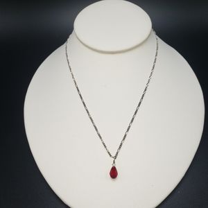 Sterling Silver necklace with red crystal pendant